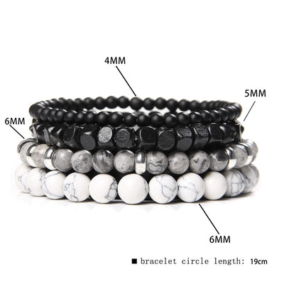 Fashion Natural Stone Beads Men Bracelet Multilayer Black Lava Onyx Beads Charm Punk Bracelet Bangles Women Jewelry Couples Gift