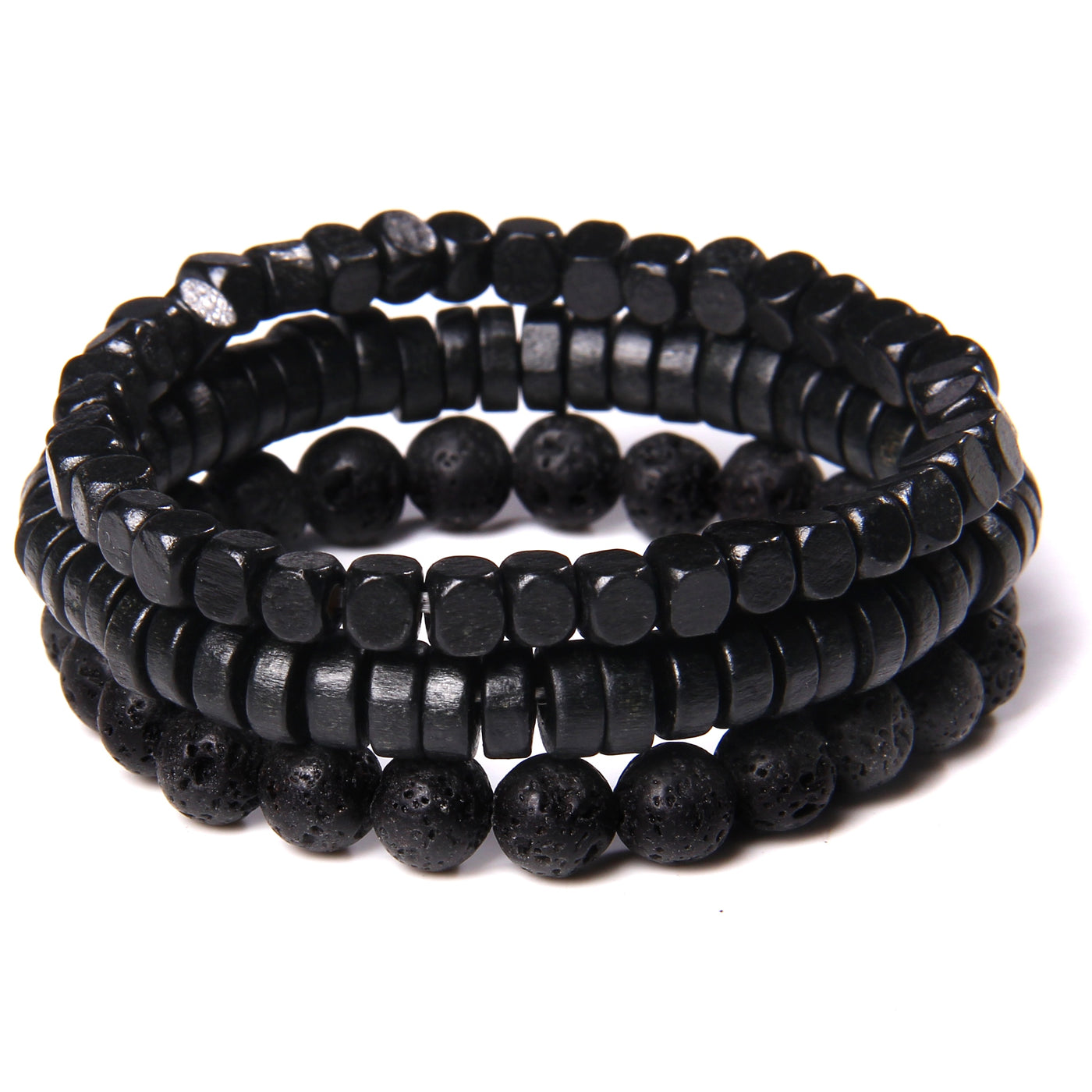 Fashion Natural Stone Beads Men Bracelet Multilayer Black Lava Onyx Beads Charm Punk Bracelet Bangles Women Jewelry Couples Gift