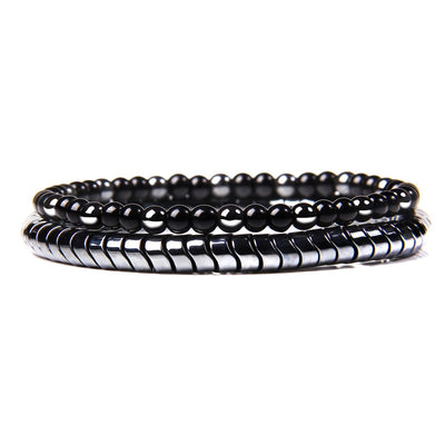 Fashion Natural Stone Beads Men Bracelet Multilayer Black Lava Onyx Beads Charm Punk Bracelet Bangles Women Jewelry Couples Gift