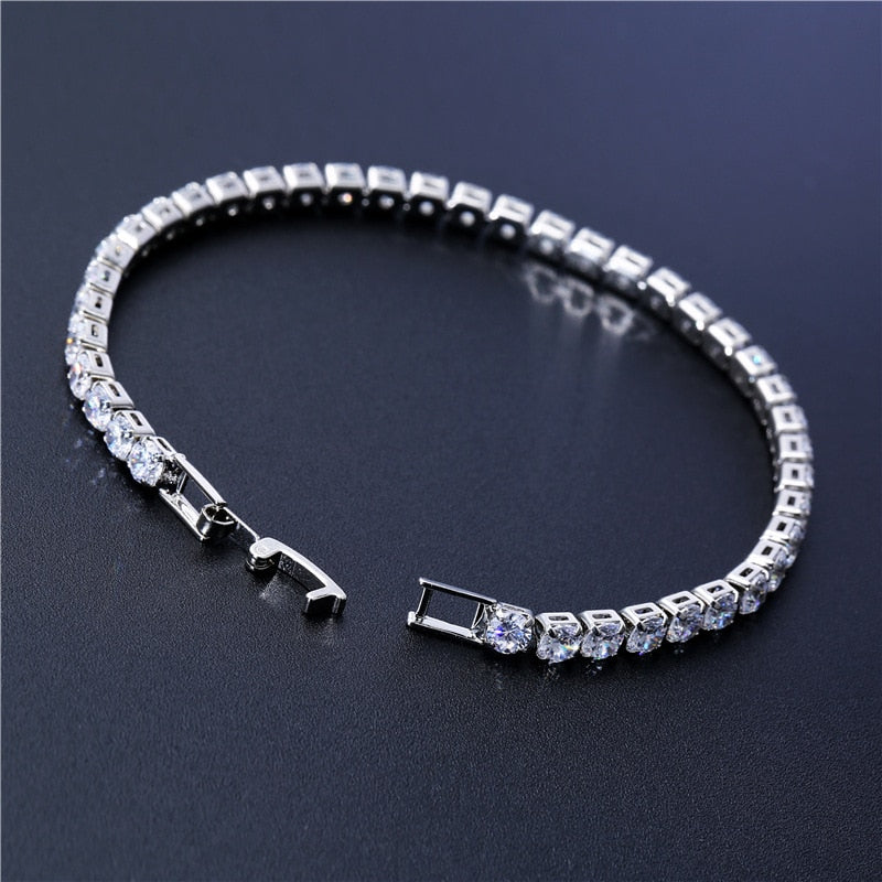 4mm Cubic Zirconia Green Tennis Bracelet Chain Bracelets For Women Men Gold Silver Color Hand Chain CZ Chain Homme Jewelry