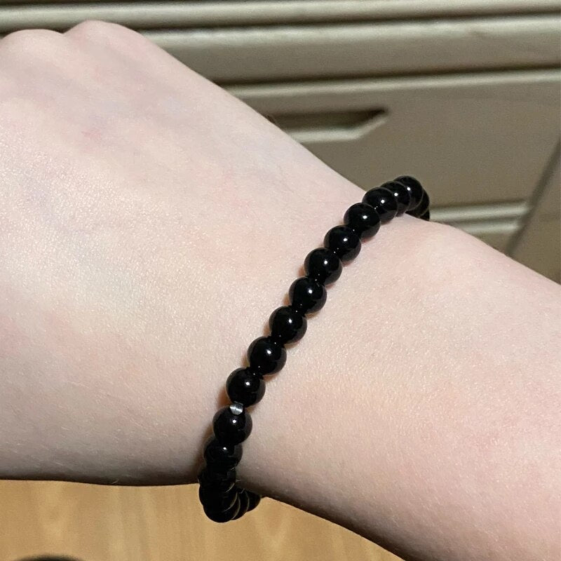 Natural Black Onyx Stone Beads Women Men Jewelry Bracelet Couple Balance Bracelet Health Care Energy Jewelry Charm Bracelet Gift