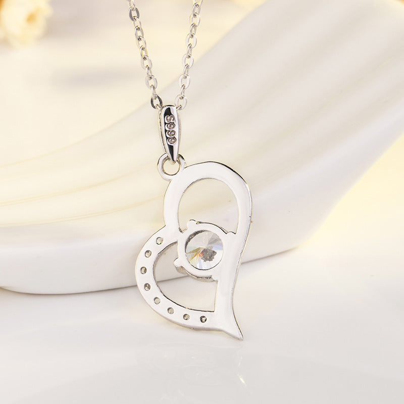 Heart-shaped sterling silver necklace