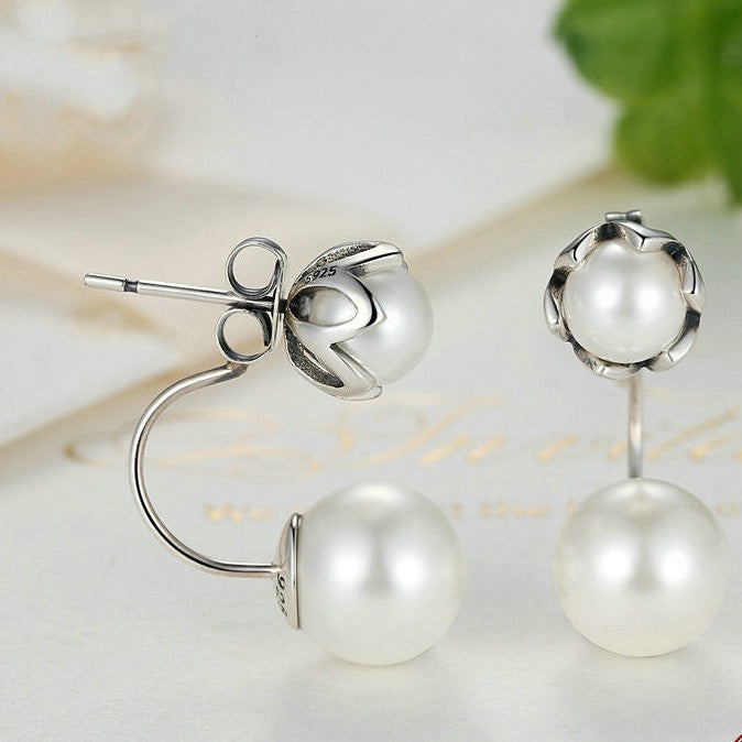 Hypoallergenic Sterling Silver Pearl Silver Stud Earrings