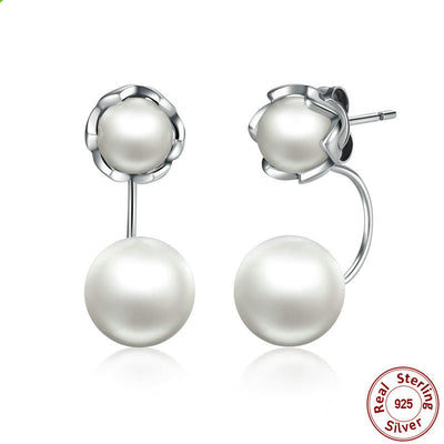 Hypoallergenic Sterling Silver Pearl Silver Stud Earrings