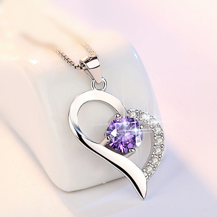 Heart-shaped sterling silver necklace