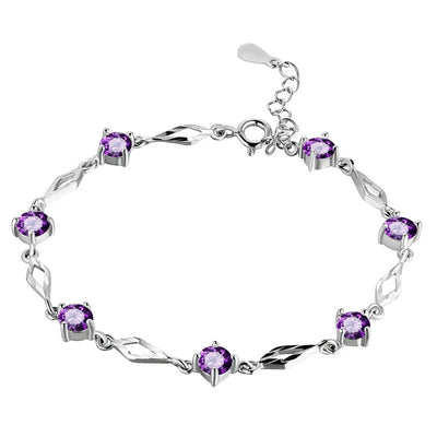 Women's Sterling Silver Crystal Bracelet