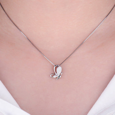 Sterling Silver Flying Butterfly Necklace