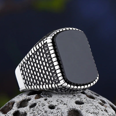 Black Onyx Agate Ring