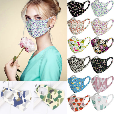 Fashionable Flowers Camouflage Face Mask For Adults Men Lady Printed Dust Face Masks Washable Reusable For Adults Mouth Mask