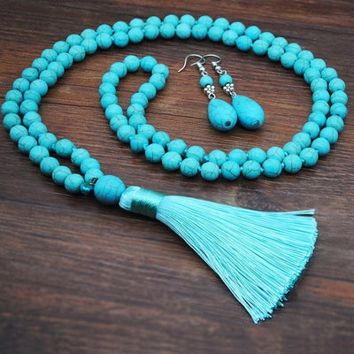 New Turquoise Bracelet Jewelry Set Vintage Silver Plated Necklace Bracelet Earring Ring Jewelry Sets Women