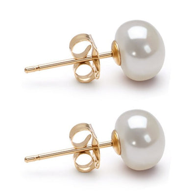 Women's stud earrings, 100% natural freshwater pearls, 925 sterling silver, various color options