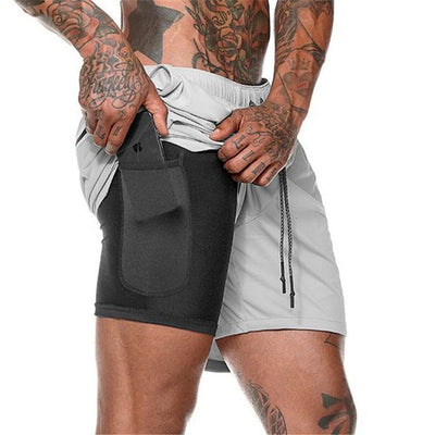 NEW Men's Running Shorts Men's 2 in 1 Sports Shorts Male double-deck Quick Drying Sports men Shorts Jogging Gym Shorts men