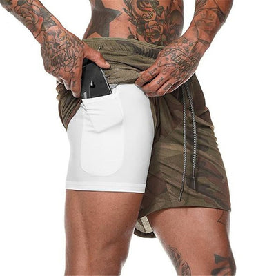 NEW Men's Running Shorts Men's 2 in 1 Sports Shorts Male double-deck Quick Drying Sports men Shorts Jogging Gym Shorts men