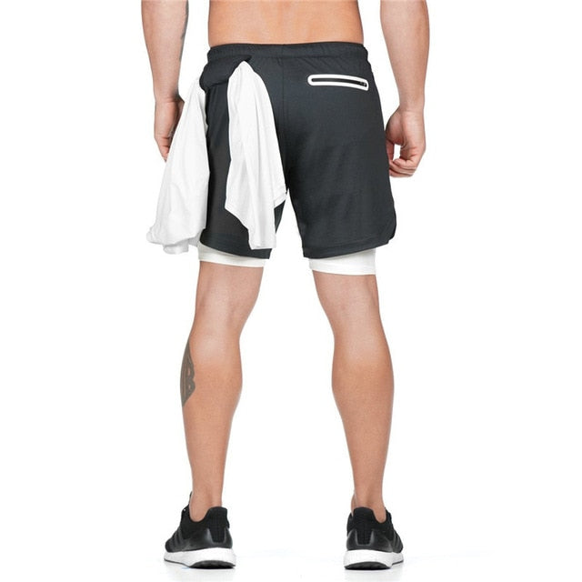 NEW Men's Running Shorts Men's 2 in 1 Sports Shorts Male double-deck Quick Drying Sports men Shorts Jogging Gym Shorts men