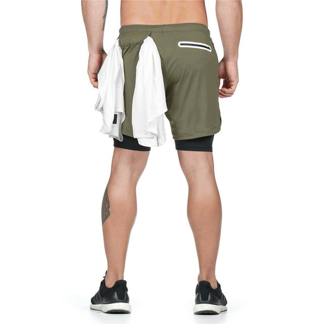 NEW Men's Running Shorts Men's 2 in 1 Sports Shorts Male double-deck Quick Drying Sports men Shorts Jogging Gym Shorts men