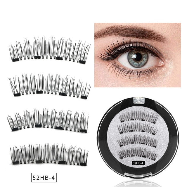 3D magnetic eyelashes With 3/4 Magnets handmade makeup Mink eyelashes extended false eyelashes Reusable false eyelashes Dropship