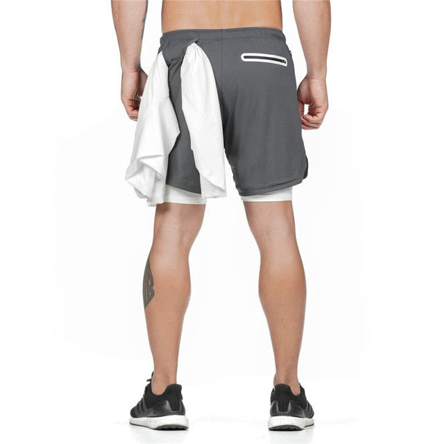 NEW Men's Running Shorts Men's 2 in 1 Sports Shorts Male double-deck Quick Drying Sports men Shorts Jogging Gym Shorts men