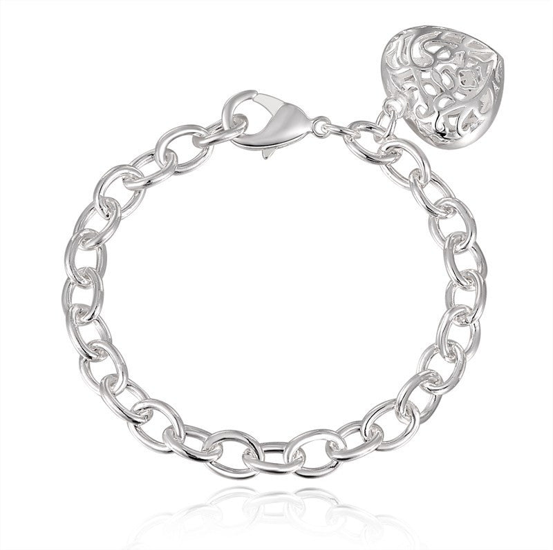 Bangle Chain Bracelet New Women Jewelry Sterling Silver Crystal Cuff Charm