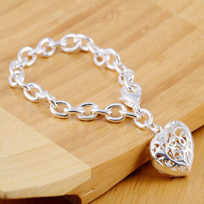 Bangle Chain Bracelet New Women Jewelry Sterling Silver Crystal Cuff Charm